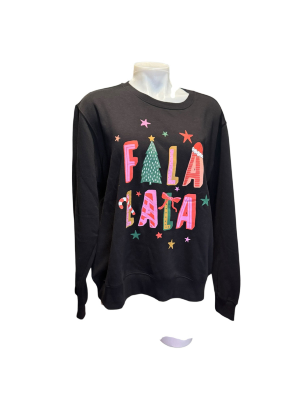 Women's blue Mountain Christmas 'Fala Lala' Sweatshirt Black Size L